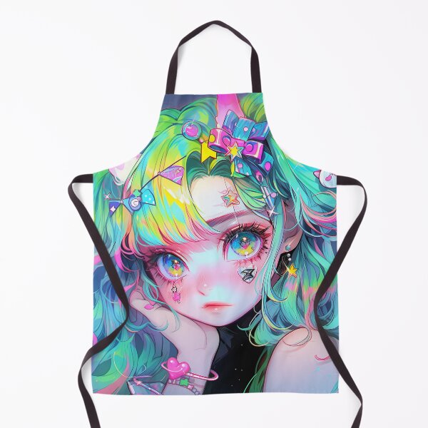Item preview, Kawaii Neon Rainbow Pouty Anime Girl designed and sold by bubblegoth.