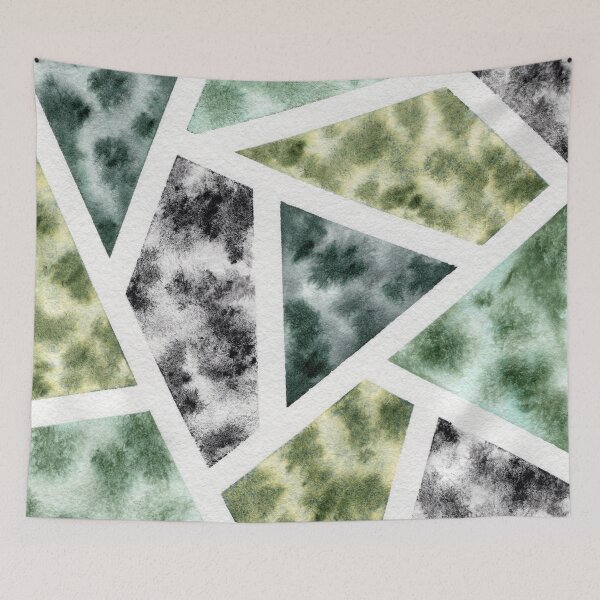 Item preview, Geometric Watercolor Mosaic - greens designed and sold by srsig designs.
