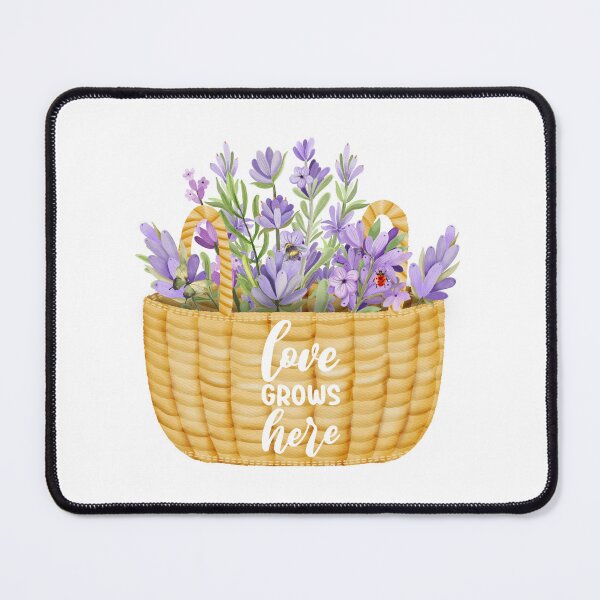 Item preview, Love Grows Here, Purple Flowers In A Basket, Cute Plant Quotes, Gifts For Nature Lovers  designed and sold by haRexia.