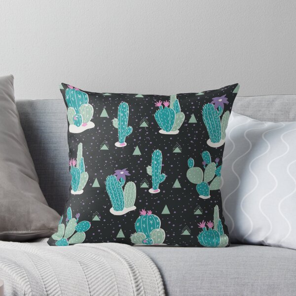 Item preview, Cactus-themed digital pattern with black background designed and sold by VirtualPalette.