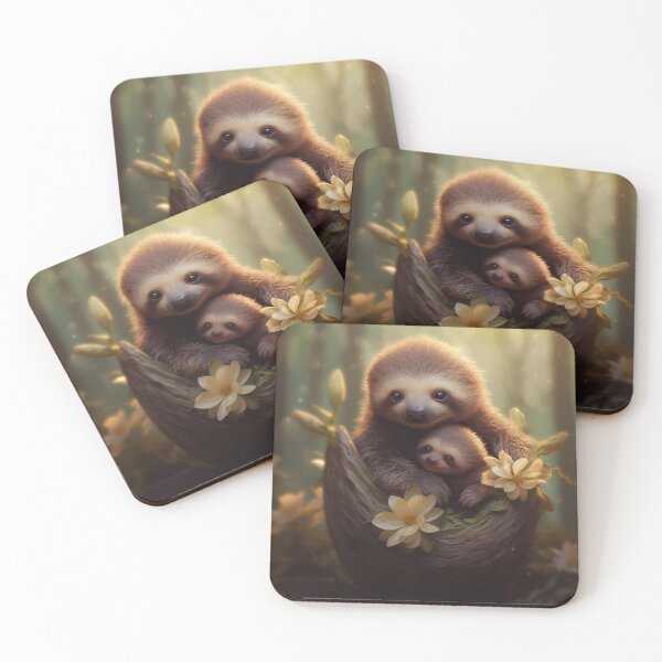 Item preview, Sloth Mom and Baby - Cute Sloth - Cute Baby Animals  designed and sold by baby-animal-art.