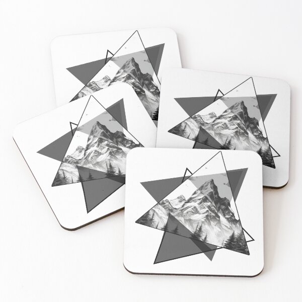 Item preview, Mountain Landscape in Triangle: Black and White Layered Imagery designed and sold by Brand Uno Studio.