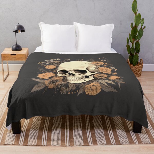 Item preview, Retro skull with flowers designed and sold by RetroPrints.