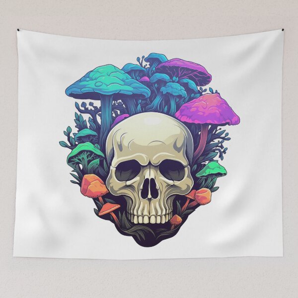 Item preview, Mystical Mushrooms and Skull: Multicolor T-Shirt designed and sold by Rebekkahsdesign.