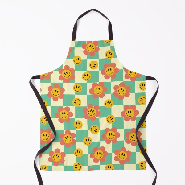 Artikelvorschau, Retro-Schachbrettmuster mit Blumen, blau entworfen und verkauft von BlossomNote.