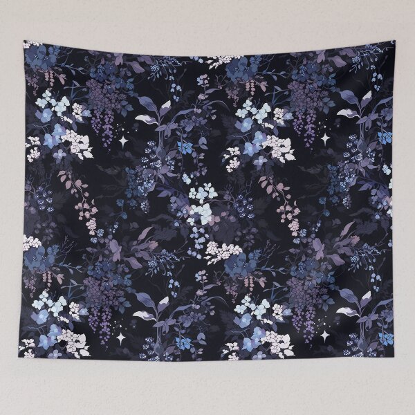 Item preview, Blue Floral Goth Garden Pattern designed and sold by SweetClicks123.
