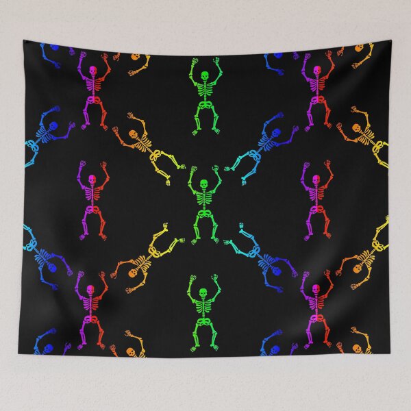 Item preview, black rainbow skull skeleton pattern designed and sold by Gossip Rag.