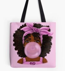 Bubble Gum- Little Black Girl Portrait Tote Bag