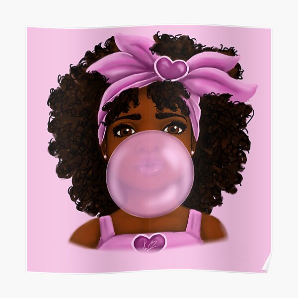 Bubble Gum | Little Black Girl Portrait Poster