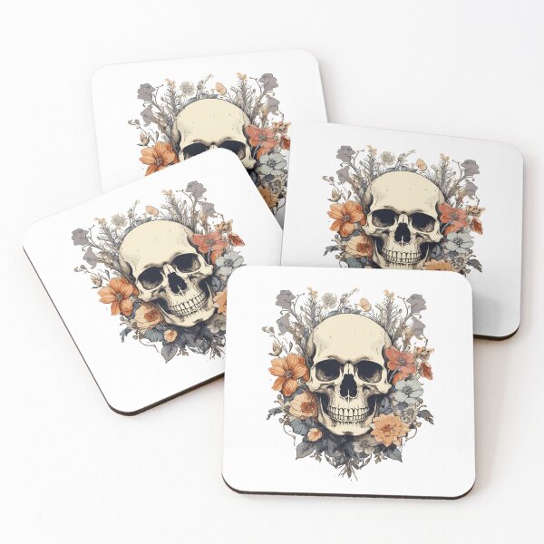 Item preview, Retro skull with flowers designed and sold by RetroPrints.