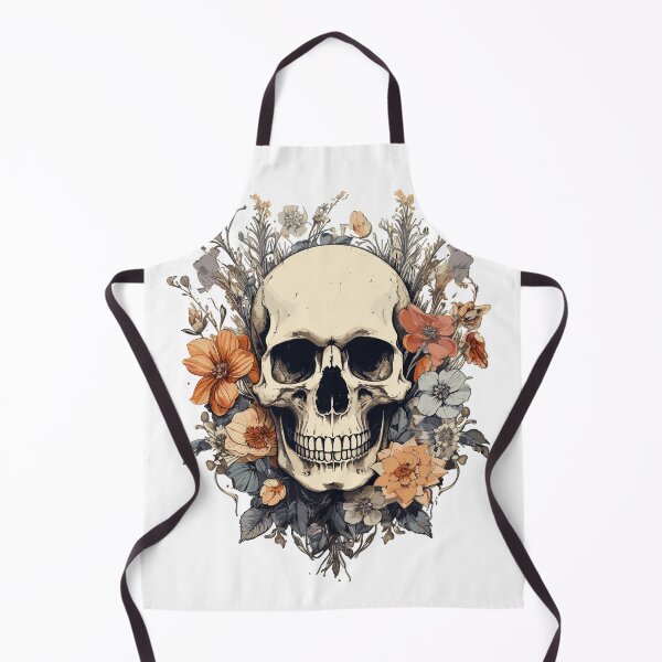 Item preview, Retro skull with flowers designed and sold by RetroPrints.