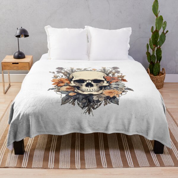 Item preview, Retro skull with flowers designed and sold by RetroPrints.