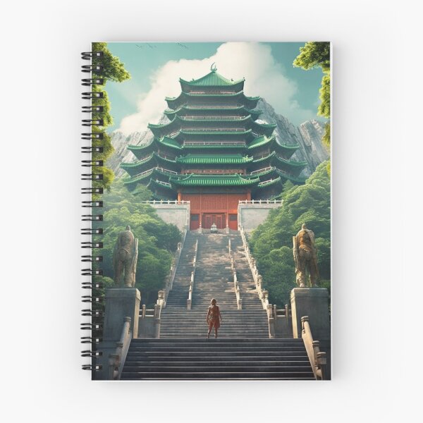 Item preview, Richly Colored, Realistic Chinese Pagoda Scene with Traditional Figure designed and sold by Brand Uno Studio.