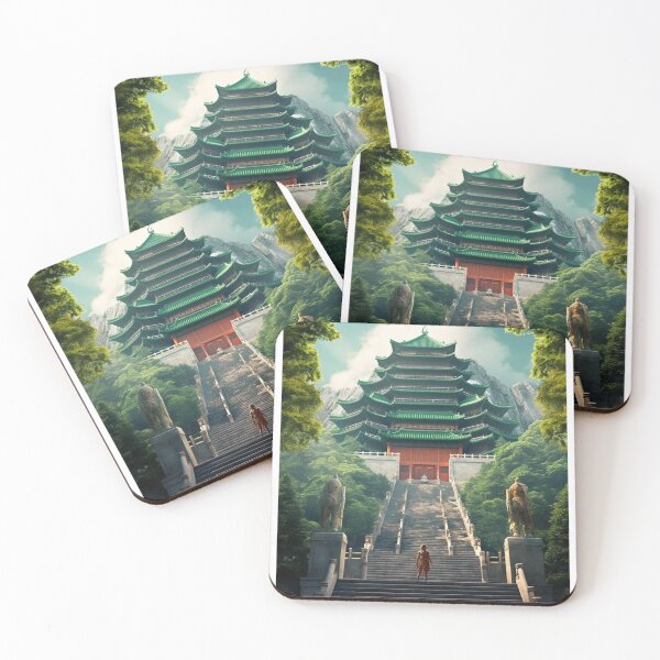 Item preview, Richly Colored, Realistic Chinese Pagoda Scene with Traditional Figure designed and sold by Brand Uno Studio.