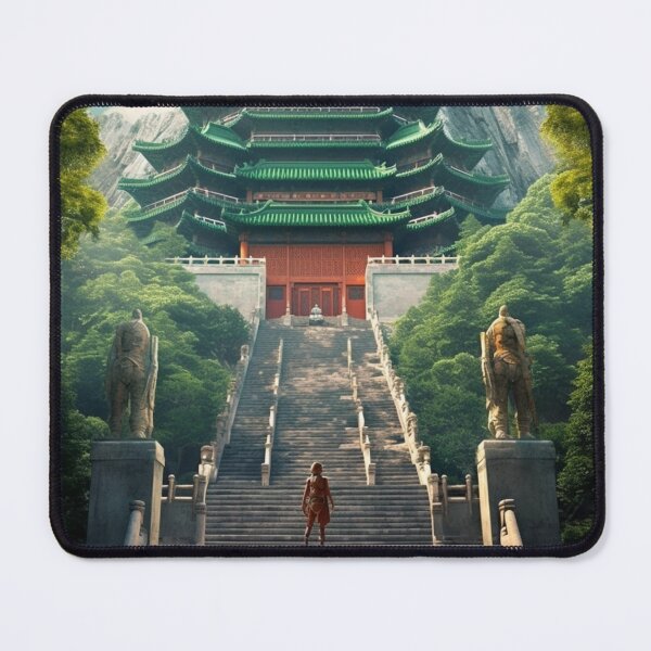 Item preview, Richly Colored, Realistic Chinese Pagoda Scene with Traditional Figure designed and sold by Brand Uno Studio.