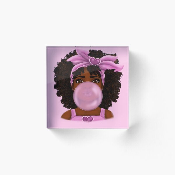 Bubble Gum- Little Black Girl Portrait Acrylic Block