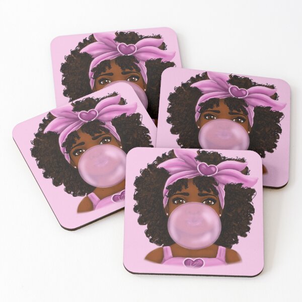 Item preview, Bubble Gum | Pretty Girl Portrait Art Design | Black Girl Art |Pink designed and sold by Shakira Rivers.