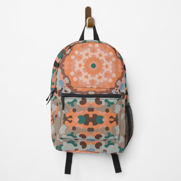 Item preview, Retro Mandala Flower Orange Blue and Brown designed and sold by WormholeOrbital.