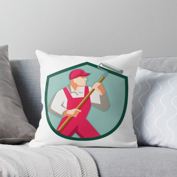 Item preview, House Painter Holding Paint Roller Shield Retro designed and sold by patrimonio.