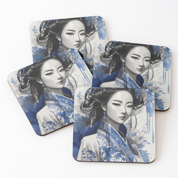 Item preview, Historical Chinese girl in blue ink designed and sold by Carrot-4Thought.