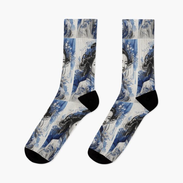 Item preview, Historical Chinese girl in blue ink designed and sold by Carrot-4Thought.