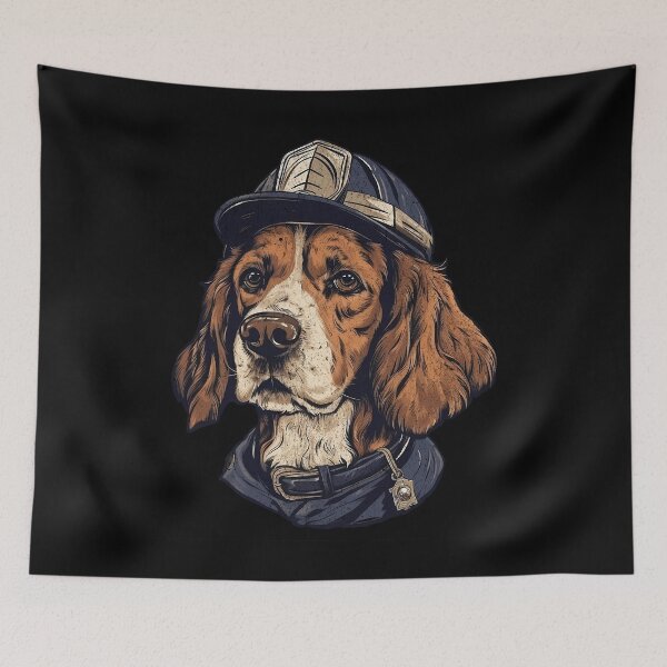 Item preview, Brave Beagle Firefighter: Bravery Unleashed - Vintage Design designed and sold by Zandalus.