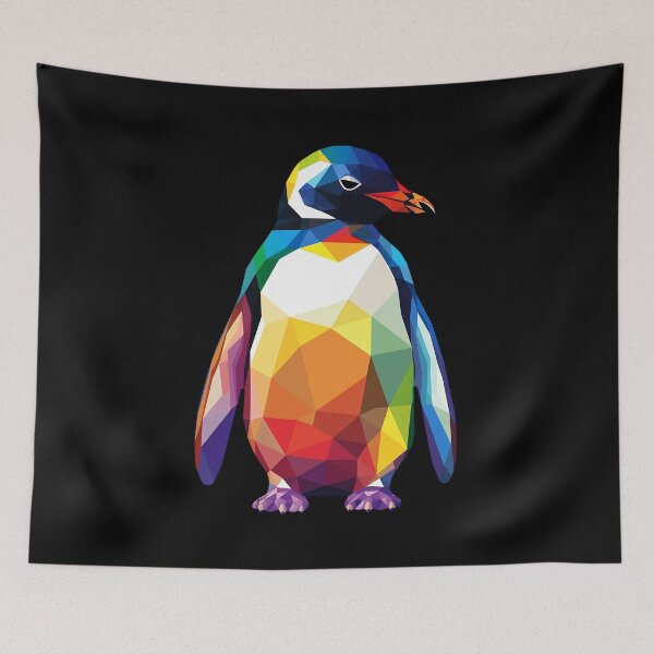Artikelvorschau, Polygonaler Regenbogenpinguin - farbenfrohes abstraktes Kunstdesign entworfen und verkauft von Zandalus.