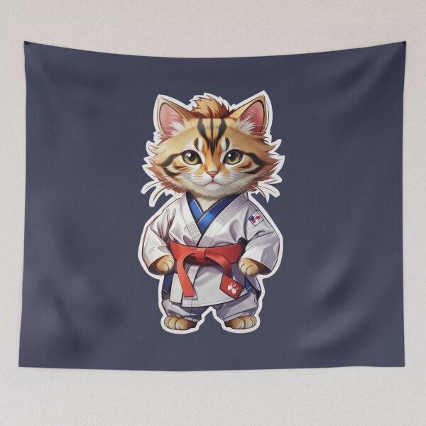 Item preview, Kawaii Cat Karate Unleash the Feline Warrior designed and sold by SweetbeStore.