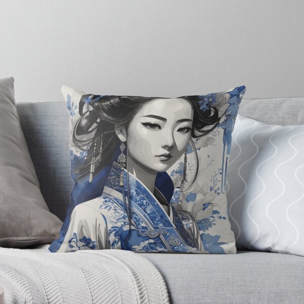 Item preview, Historical Chinese girl in blue ink designed and sold by Carrot-4Thought.