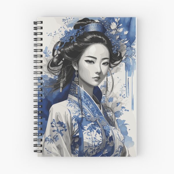 Item preview, Historical Chinese girl in blue ink designed and sold by Carrot-4Thought.