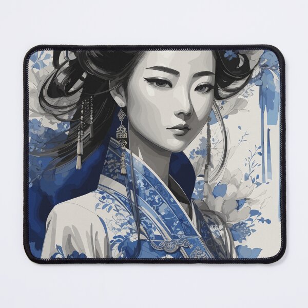 Item preview, Historical Chinese girl in blue ink designed and sold by Carrot-4Thought.