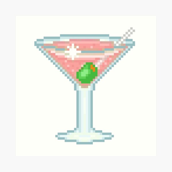 "Pixel Pink Martini Glass" Art Print by NicholiCosplay Redbubble