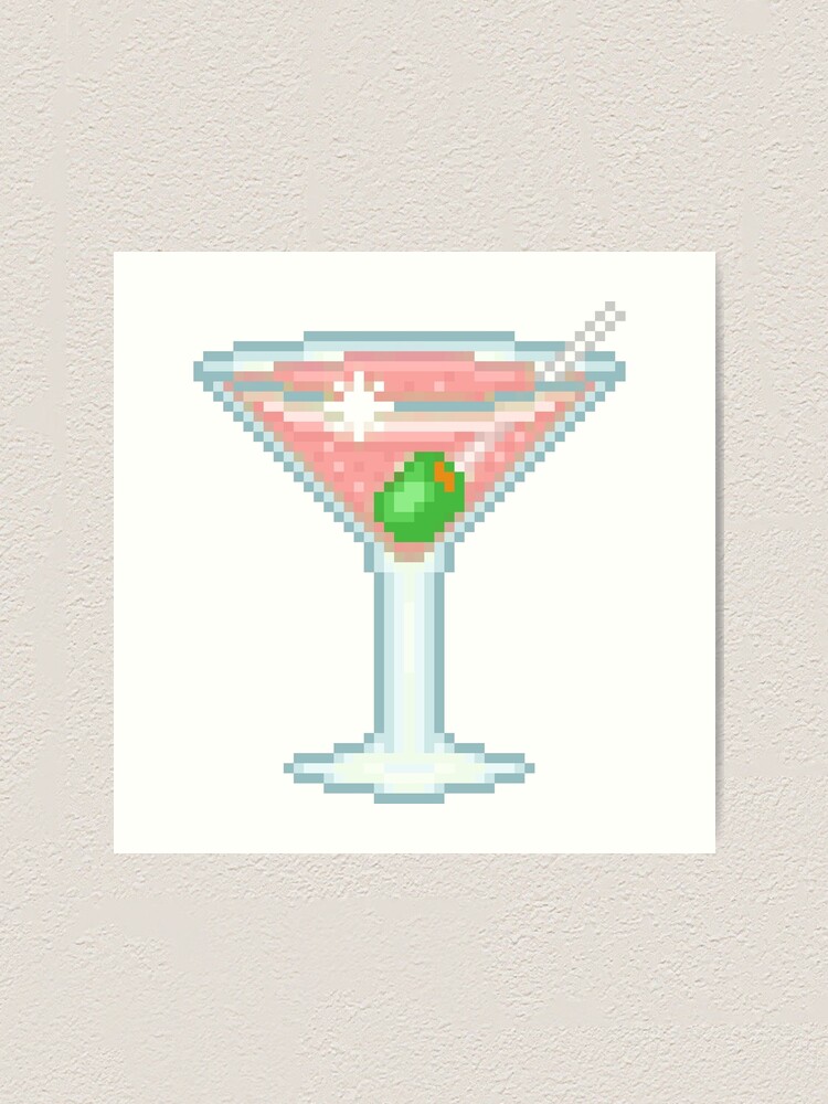 "Pixel Pink Martini Glass" Art Print by NicholiCosplay Redbubble