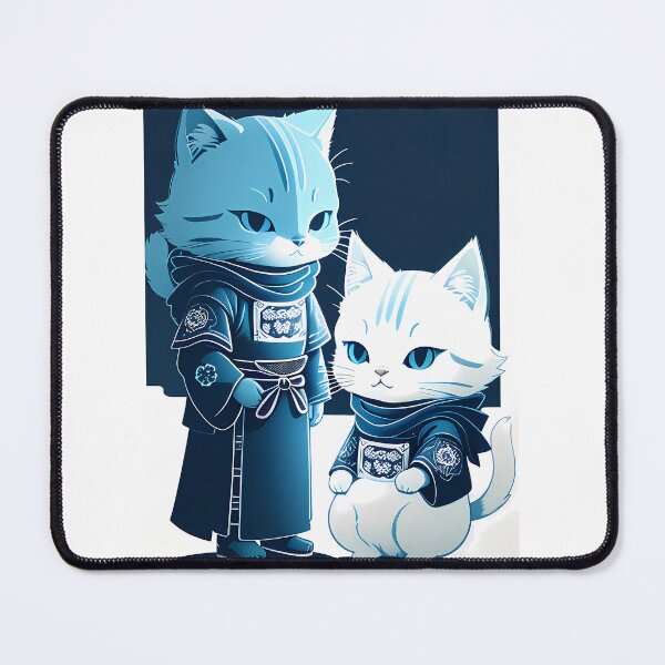 Item preview, Cyanotype Samurai Cat Serene Warrior Spirit designed and sold by Mechanical-Artt.