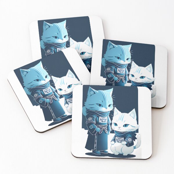 Item preview, Cyanotype Samurai Cat Serene Warrior Spirit designed and sold by Mechanical-Artt.