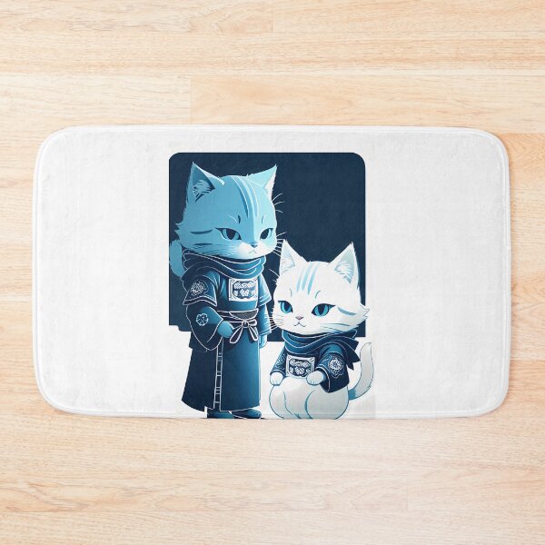 Item preview, Cyanotype Samurai Cat Serene Warrior Spirit designed and sold by Mechanical-Artt.
