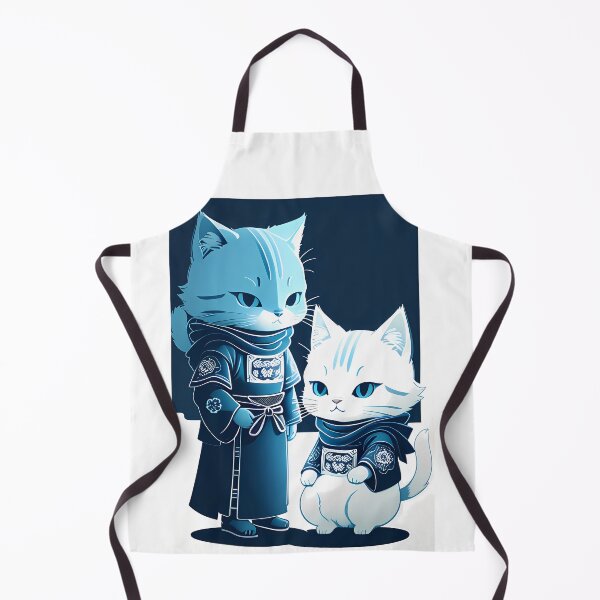 Item preview, Cyanotype Samurai Cat Serene Warrior Spirit designed and sold by Mechanical-Artt.