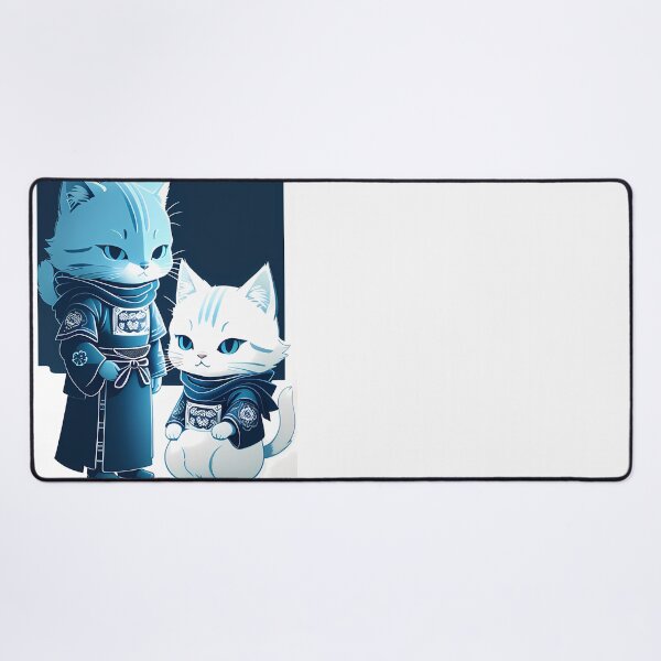 Item preview, Cyanotype Samurai Cat Serene Warrior Spirit designed and sold by Mechanical-Artt.