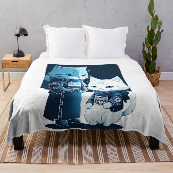 Item preview, Cyanotype Samurai Cat Serene Warrior Spirit designed and sold by Mechanical-Artt.