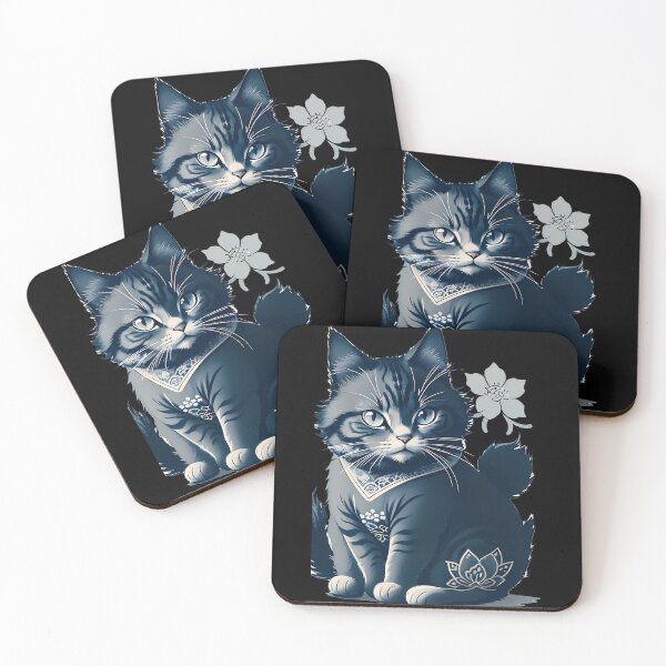 Item preview, Cyanotype Dynamic Samurai Cat Grace designed and sold by Mechanical-Artt.