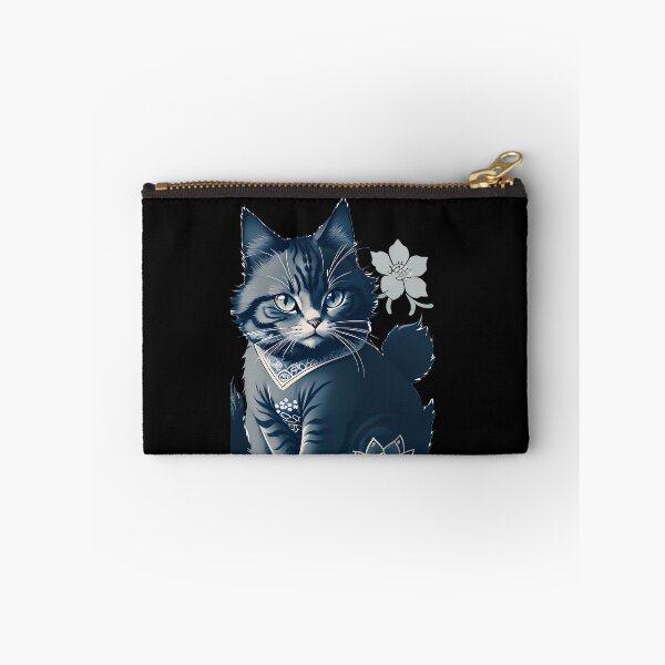 Item preview, Cyanotype Dynamic Samurai Cat Grace designed and sold by Mechanical-Artt.