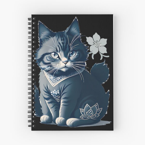 Item preview, Cyanotype Dynamic Samurai Cat Grace designed and sold by Mechanical-Artt.