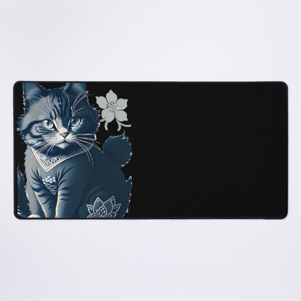 Item preview, Cyanotype Dynamic Samurai Cat Grace designed and sold by Mechanical-Artt.