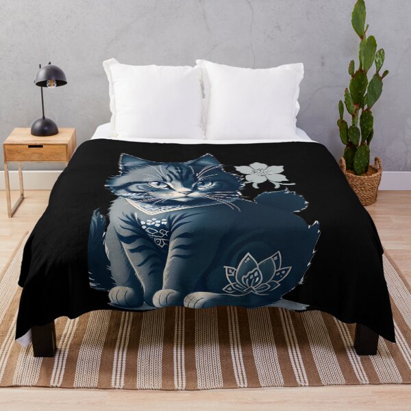 Item preview, Cyanotype Dynamic Samurai Cat Grace designed and sold by Mechanical-Artt.