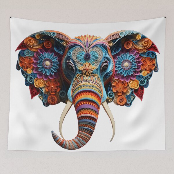 Item preview, Colorful Elephant Quilling Artwork designed and sold by ArtbyAiGallery.
