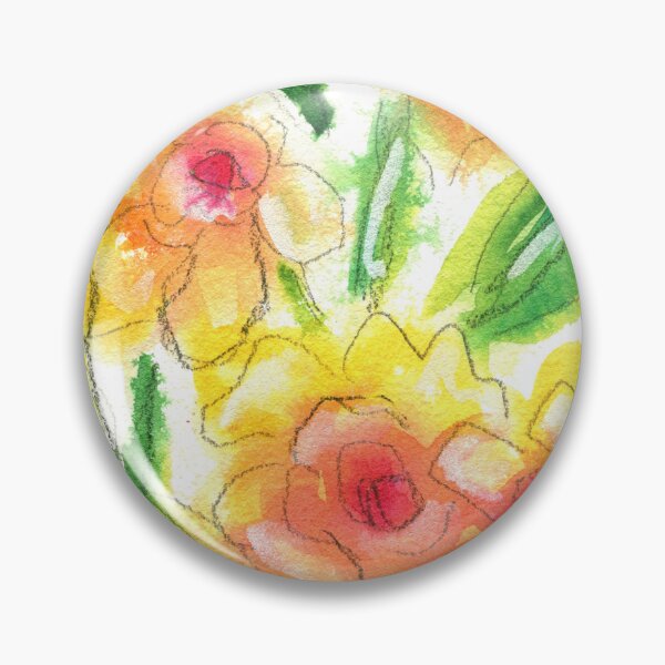 Item preview, Bright yellow daffodils watercolor line and wash painting designed and sold by AnissaF.
