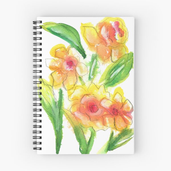 Item preview, Bright yellow daffodils watercolor line and wash painting designed and sold by AnissaF.