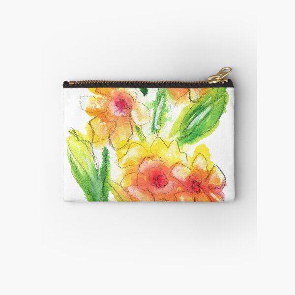 Item preview, Bright yellow daffodils watercolor line and wash painting designed and sold by AnissaF.