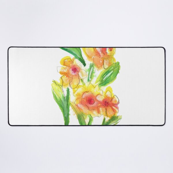 Item preview, Bright yellow daffodils watercolor line and wash painting designed and sold by AnissaF.