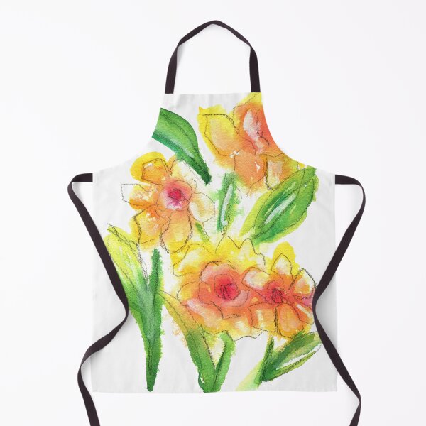 Item preview, Bright yellow daffodils watercolor line and wash painting designed and sold by AnissaF.